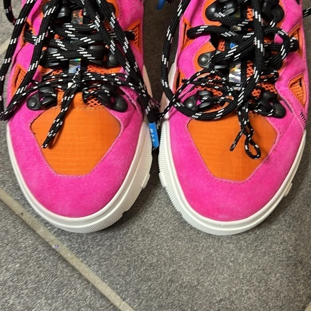 Alexander McQueen Orbyt Mid Sneakers 6.5 Fuchsia Orange summer luxe soft girl